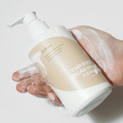 Limpador de leite vegano com raiz de inhame